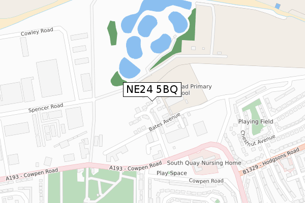 NE24 5BQ map - large scale - OS Open Zoomstack (Ordnance Survey)