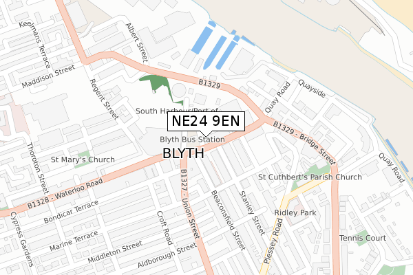 NE24 9EN map - large scale - OS Open Zoomstack (Ordnance Survey)