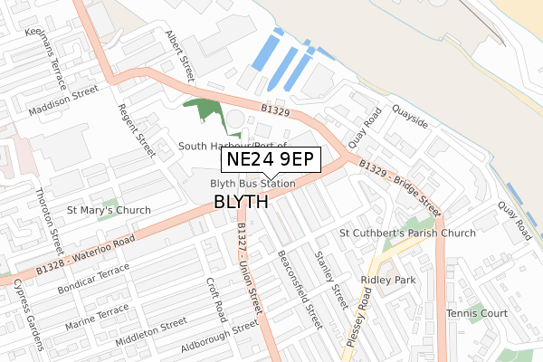 NE24 9EP map - large scale - OS Open Zoomstack (Ordnance Survey)