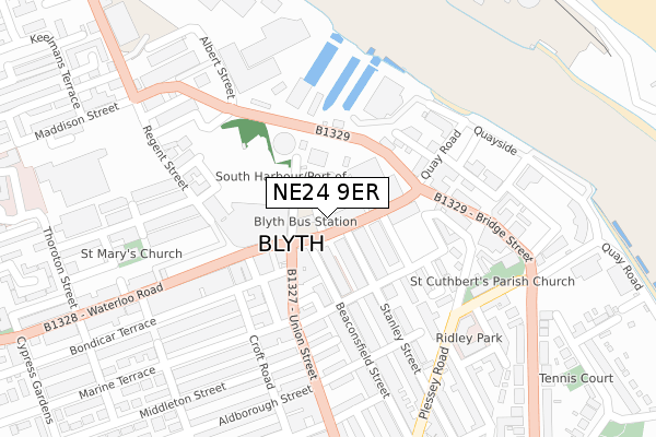 NE24 9ER map - large scale - OS Open Zoomstack (Ordnance Survey)