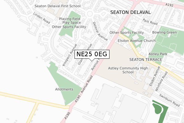NE25 0EG map - large scale - OS Open Zoomstack (Ordnance Survey)