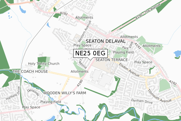 NE25 0EG map - small scale - OS Open Zoomstack (Ordnance Survey)