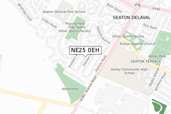 NE25 0EH map - large scale - OS Open Zoomstack (Ordnance Survey)