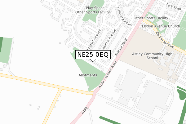 NE25 0EQ map - large scale - OS Open Zoomstack (Ordnance Survey)