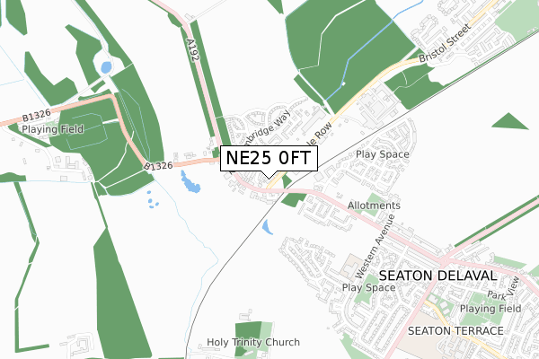 NE25 0FT map - small scale - OS Open Zoomstack (Ordnance Survey)