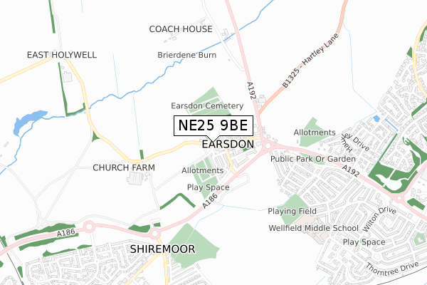 NE25 9BE map - small scale - OS Open Zoomstack (Ordnance Survey)