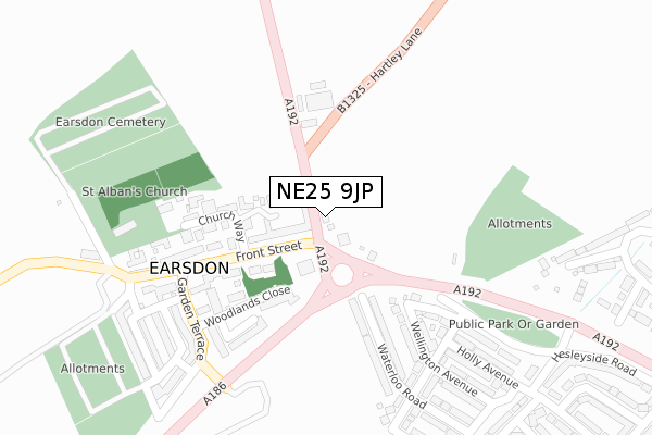 NE25 9JP map - large scale - OS Open Zoomstack (Ordnance Survey)