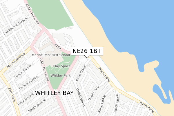 NE26 1BT map - large scale - OS Open Zoomstack (Ordnance Survey)