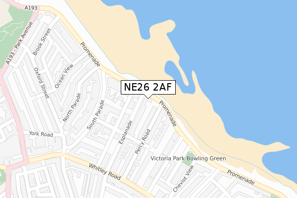 NE26 2AF map - large scale - OS Open Zoomstack (Ordnance Survey)