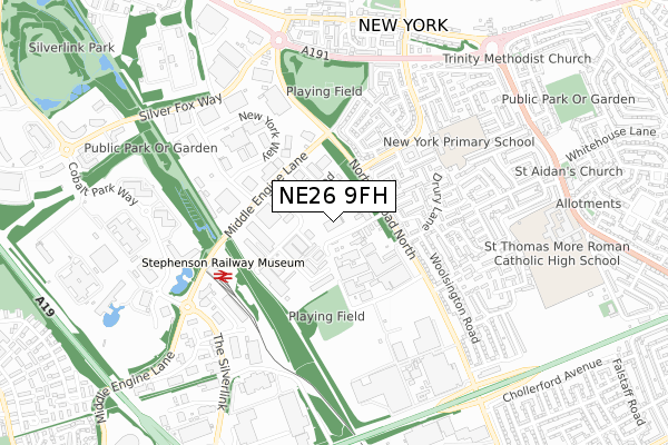 NE26 9FH map - small scale - OS Open Zoomstack (Ordnance Survey)