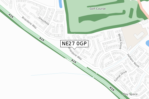 NE27 0GP map - large scale - OS Open Zoomstack (Ordnance Survey)