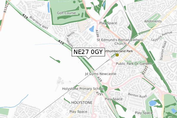 NE27 0GY map - small scale - OS Open Zoomstack (Ordnance Survey)