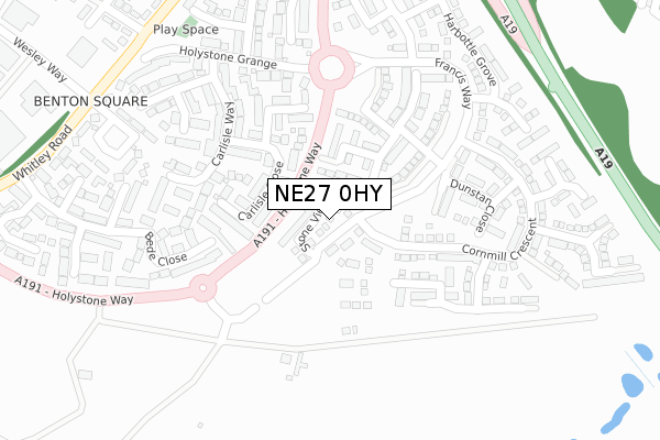 NE27 0HY map - large scale - OS Open Zoomstack (Ordnance Survey)