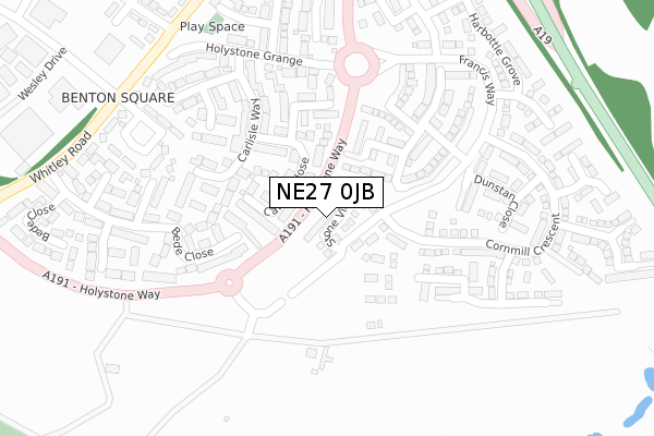 NE27 0JB map - large scale - OS Open Zoomstack (Ordnance Survey)