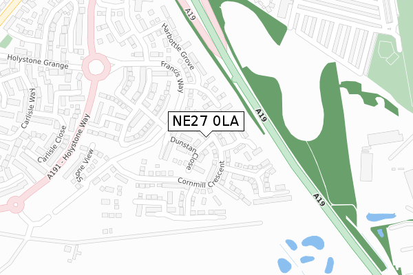 NE27 0LA map - large scale - OS Open Zoomstack (Ordnance Survey)