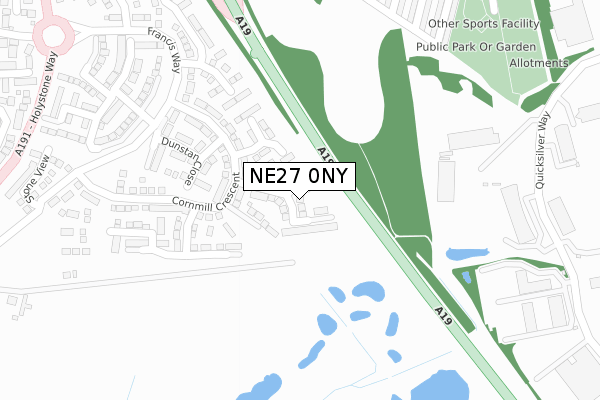 NE27 0NY map - large scale - OS Open Zoomstack (Ordnance Survey)