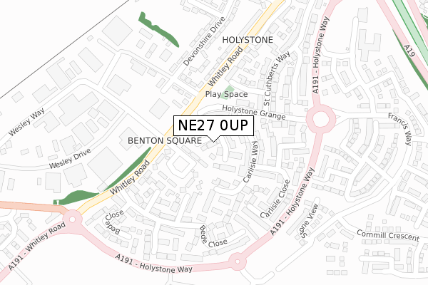 NE27 0UP map - large scale - OS Open Zoomstack (Ordnance Survey)