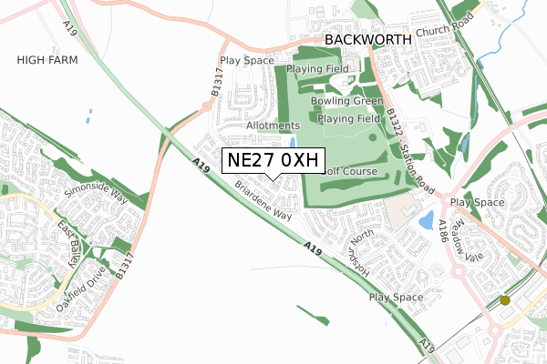 NE27 0XH map - small scale - OS Open Zoomstack (Ordnance Survey)