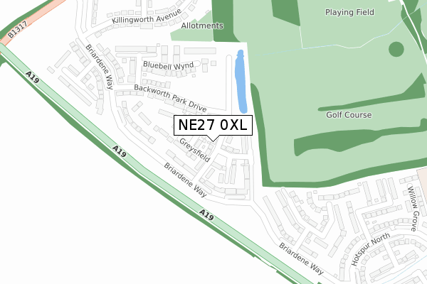 NE27 0XL map - large scale - OS Open Zoomstack (Ordnance Survey) NE27 0XL map - large scale - OS Open Zoomstack (Ordnance Survey)