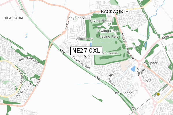 NE27 0XL map - small scale - OS Open Zoomstack (Ordnance Survey)