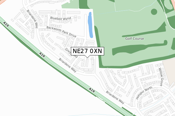 NE27 0XN map - large scale - OS Open Zoomstack (Ordnance Survey)