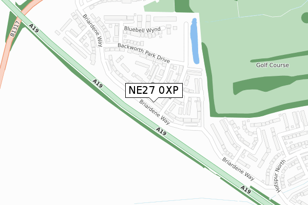 NE27 0XP map - large scale - OS Open Zoomstack (Ordnance Survey)