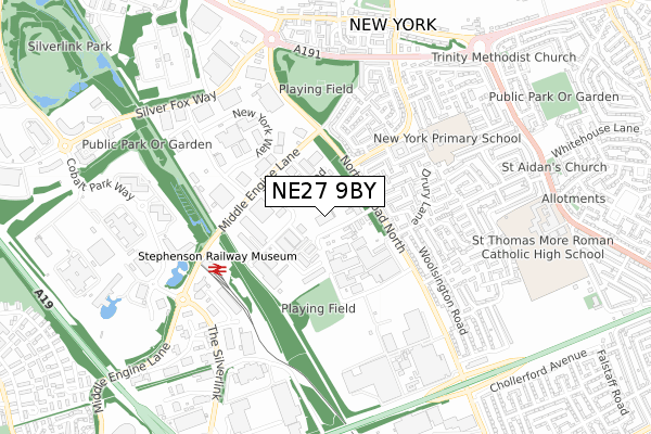 NE27 9BY map - small scale - OS Open Zoomstack (Ordnance Survey)