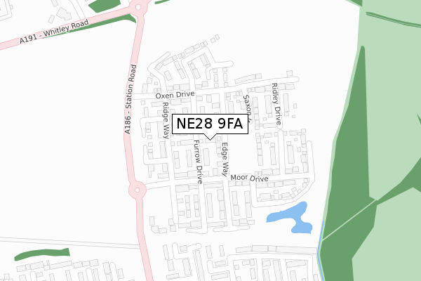 NE28 9FA map - large scale - OS Open Zoomstack (Ordnance Survey)