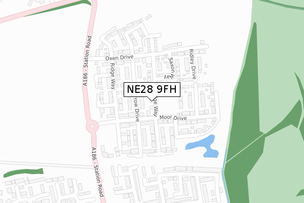 NE28 9FH map - large scale - OS Open Zoomstack (Ordnance Survey)