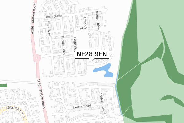 NE28 9FN map - large scale - OS Open Zoomstack (Ordnance Survey)