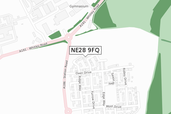 NE28 9FQ map - large scale - OS Open Zoomstack (Ordnance Survey)