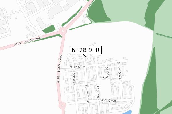 NE28 9FR map - large scale - OS Open Zoomstack (Ordnance Survey)