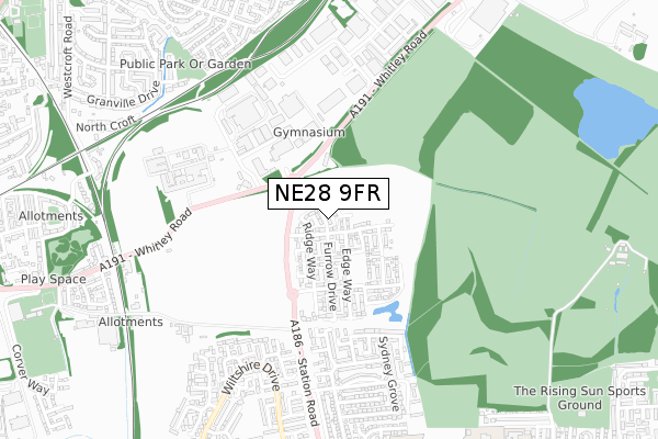 NE28 9FR map - small scale - OS Open Zoomstack (Ordnance Survey)