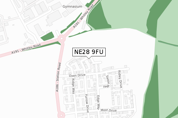 NE28 9FU map - large scale - OS Open Zoomstack (Ordnance Survey)