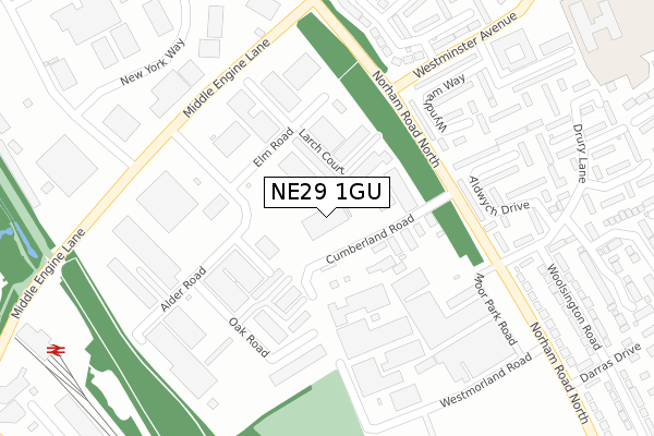 NE29 1GU map - large scale - OS Open Zoomstack (Ordnance Survey)