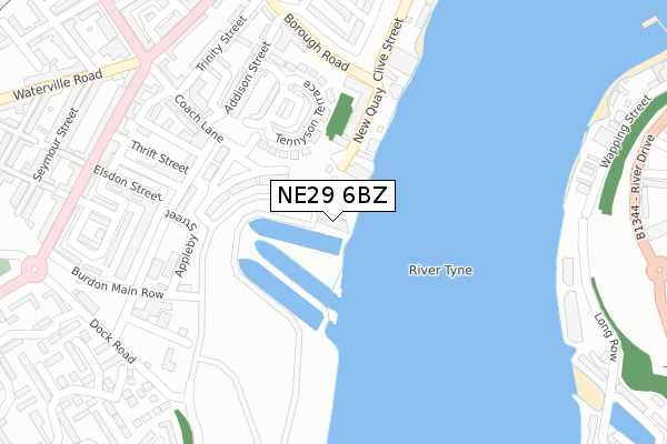 NE29 6BZ map - large scale - OS Open Zoomstack (Ordnance Survey)