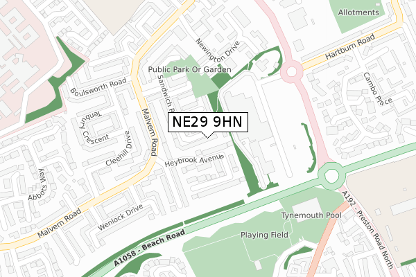 NE29 9HN map - large scale - OS Open Zoomstack (Ordnance Survey) NE29 9HN map - large scale - OS Open Zoomstack (Ordnance Survey)
