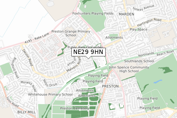NE29 9HN map - small scale - OS Open Zoomstack (Ordnance Survey) NE29 9HN map - small scale - OS Open Zoomstack (Ordnance Survey)