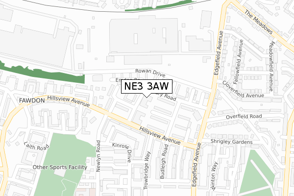 NE3 3AW map - large scale - OS Open Zoomstack (Ordnance Survey) NE3 3AW map - large scale - OS Open Zoomstack (Ordnance Survey)