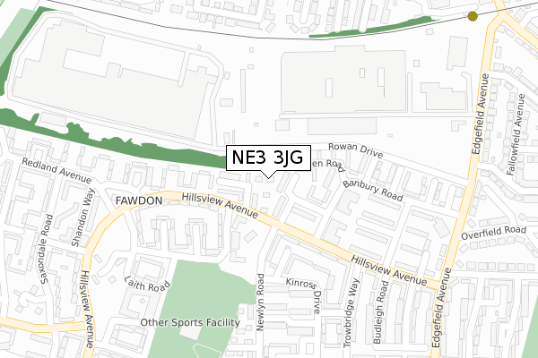 NE3 3JG map - large scale - OS Open Zoomstack (Ordnance Survey)