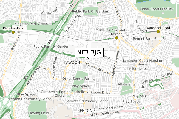 NE3 3JG map - small scale - OS Open Zoomstack (Ordnance Survey) NE3 3JG map - small scale - OS Open Zoomstack (Ordnance Survey)