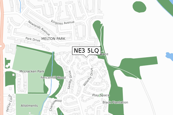 NE3 5LQ map - large scale - OS Open Zoomstack (Ordnance Survey)