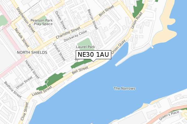 NE30 1AU map - large scale - OS Open Zoomstack (Ordnance Survey)