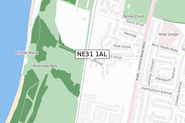 NE31 1AL map - large scale - OS Open Zoomstack (Ordnance Survey)
