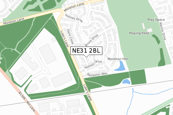 NE31 2BL map - large scale - OS Open Zoomstack (Ordnance Survey)
