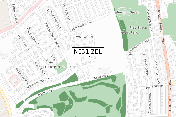 NE31 2EL map - large scale - OS Open Zoomstack (Ordnance Survey)