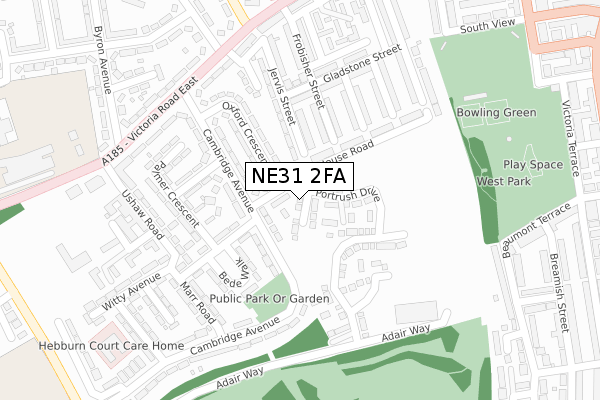 NE31 2FA map - large scale - OS Open Zoomstack (Ordnance Survey)