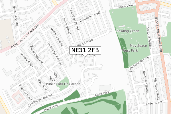 NE31 2FB map - large scale - OS Open Zoomstack (Ordnance Survey)