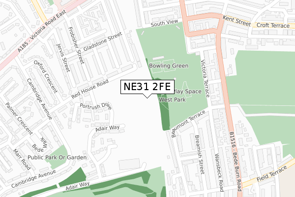 NE31 2FE map - large scale - OS Open Zoomstack (Ordnance Survey)