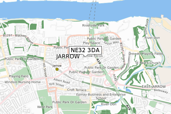 NE32 3DA map - small scale - OS Open Zoomstack (Ordnance Survey)